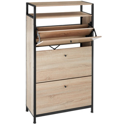 Tectake Slim Rack - 2 Storage Shelves, 3 Tilt Drawers With 2 Racks Per, Industrial Style - 61 Cm - Industrial Wood Light, Oak Sonoma - image 1