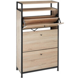 Tectake Slim Rack - 2 Storage Shelves, 3 Tilt Drawers With 2 Racks Per, Industrial Style - 61 Cm - Industrial Wood Light, Oak Sonoma - thumbnail 1