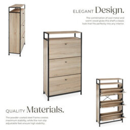 Tectake Slim Rack - 2 Storage Shelves, 3 Tilt Drawers With 2 Racks Per, Industrial Style - 61 Cm - Industrial Wood Light, Oak Sonoma - thumbnail 3