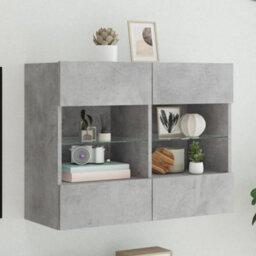 Berkfield Tv Wall Cabinet With Led Lights Concrete Grey 78.5X30X60.5 Cm - thumbnail 1