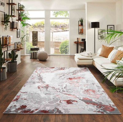Picasso Modern Living Room Rug - Abstract Area Rugs Pink 200X290 Cm - image 1
