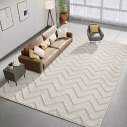 Moonlight Bedding Cream Chevron Rug 160X230Cm, Washable Non-Slip Soft High Low Pile Living Room Carpet - thumbnail 6