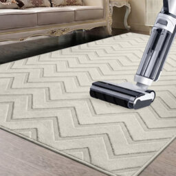 Moonlight Bedding Cream Chevron Rug 160X230Cm, Washable Non-Slip Soft High Low Pile Living Room Carpet - thumbnail 4