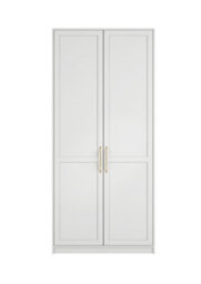 LPD Austen 2 Door Wardrobe - Engineered Wood/metal - L58 X W100 X H220 Cm - White/gold Brushed