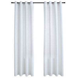 Berkfield Blackout Curtains With Metal Rings 2 Pcs Off White 140X245 Cm - thumbnail 2