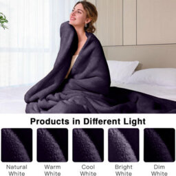Ameha Fleece Plain Blanket, Lightweight & Reversible Throw For Travel, Bed & Sofa Blanket, Purple Super King 230X270Cm - thumbnail 2