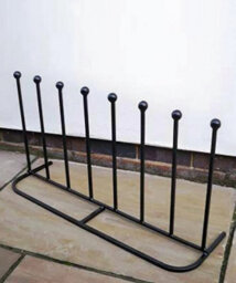 Poppy Forge 4 Pair Boot Rack (Long) - Wellie Stand - Steel - L30.4 X W88.9 X H48.3 Cm - Powder Coated Black
