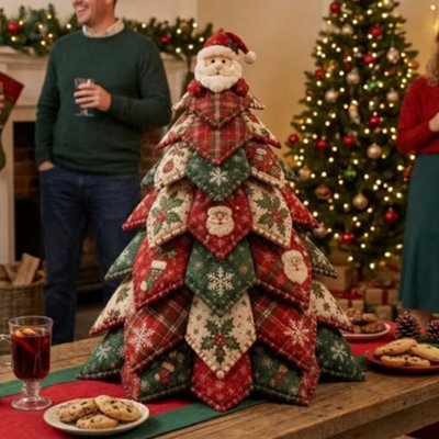 CLEFFNS Diy Quilted Tree Kit Christmas Fabric Sewing Craft Handmade Holiday Ornament Table Decor - image 1