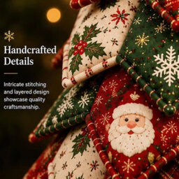 CLEFFNS Diy Quilted Tree Kit Christmas Fabric Sewing Craft Handmade Holiday Ornament Table Decor - thumbnail 9
