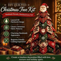 CLEFFNS Diy Quilted Tree Kit Christmas Fabric Sewing Craft Handmade Holiday Ornament Table Decor - thumbnail 8