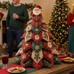 CLEFFNS Diy Quilted Tree Kit Christmas Fabric Sewing Craft Handmade Holiday Ornament Table Decor - thumbnail 1