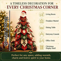 CLEFFNS Diy Quilted Tree Kit Christmas Fabric Sewing Craft Handmade Holiday Ornament Table Decor - thumbnail 2