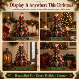 CLEFFNS Diy Quilted Tree Kit Christmas Fabric Sewing Craft Handmade Holiday Ornament Table Decor - thumbnail 6