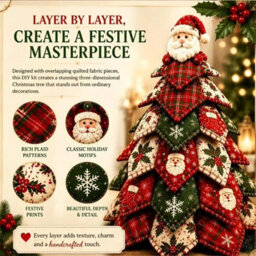 CLEFFNS Diy Quilted Tree Kit Christmas Fabric Sewing Craft Handmade Holiday Ornament Table Decor - thumbnail 7