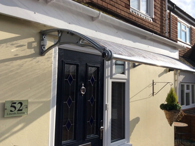 Canofix UK Canofix Door Canopy Pc 1800 Width X 1000 Projection (Grey Bracket - Clear Sheet) - image 1