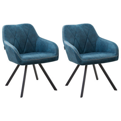 Beliani Set Of 2 Dining Chairs Monee Fabric Teal - image 1