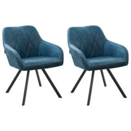 Beliani Set Of 2 Dining Chairs Monee Fabric Teal
