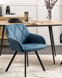 Beliani Set Of 2 Dining Chairs Monee Fabric Teal - thumbnail 2