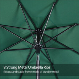Yaheetech 2.7M Dark Green Patio Parasol Umbrella W/ Push Button Tilt And Crank - thumbnail 9