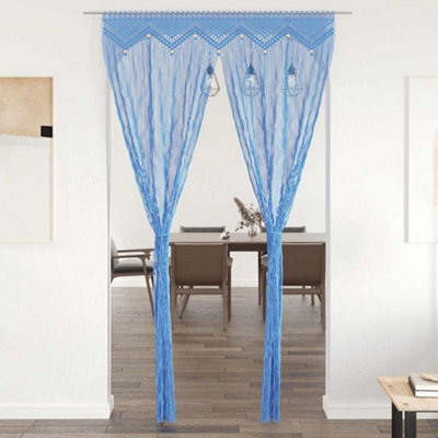 Berkfield Macrame Curtain Blue 140X240 Cm Cotton - image 1