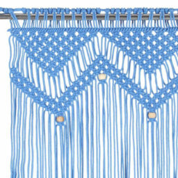 Berkfield Macrame Curtain Blue 140X240 Cm Cotton - thumbnail 4