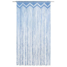 Berkfield Macrame Curtain Blue 140X240 Cm Cotton - thumbnail 3