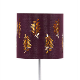 First Choice Lighting Chrome Stick Table Lamp With Burgundy Fern Cut Out Shade - thumbnail 2