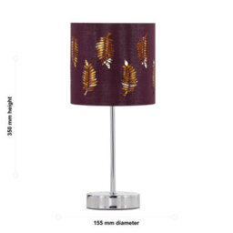 First Choice Lighting Chrome Stick Table Lamp With Burgundy Fern Cut Out Shade - thumbnail 5
