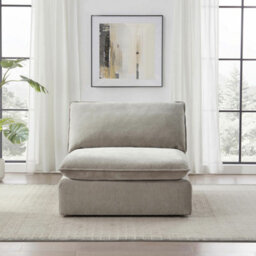Aiden & Ivy Sereen Beige Fabric Armless Chair Modular Sofa Seat, Feather Blend Cushions, Reversible Back, Wood Frame - thumbnail 5