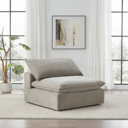 Aiden & Ivy Sereen Beige Fabric Armless Chair Modular Sofa Seat, Feather Blend Cushions, Reversible Back, Wood Frame - thumbnail 4