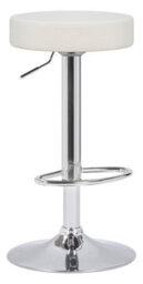 Lamboro Semplice Breakfast Bar Stool, Chrome Footrest, Height Adjustable Swivel Gas Lift, Home Bar & Kitchen Faux-Leather Barstool, White - thumbnail 1