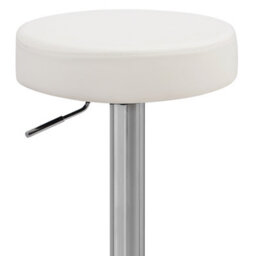 Lamboro Semplice Breakfast Bar Stool, Chrome Footrest, Height Adjustable Swivel Gas Lift, Home Bar & Kitchen Faux-Leather Barstool, White - thumbnail 3