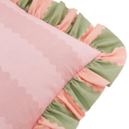 Wylder Birdie Stripe Ruffle Feather Filled Cushion, Pink/green, 45 X 45Cm - thumbnail 3