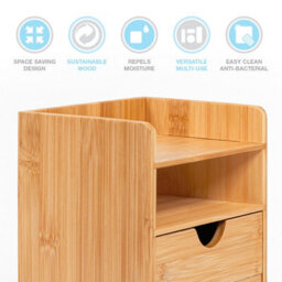 EHC Woodluv Desktop Organiser With 2 Drawers, Mini Shelf Storage Box, Drawer Storage For Home, Office Supplies,  23.5 X 16 X 21(H) Cm - thumbnail 6