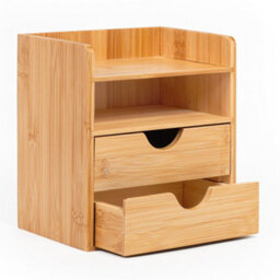EHC Woodluv Desktop Organiser With 2 Drawers, Mini Shelf Storage Box, Drawer Storage For Home, Office Supplies,  23.5 X 16 X 21(H) Cm - thumbnail 7