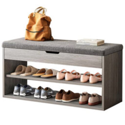 Shoe Storage Bench With Padded Cushioned Seat Wooden Cabinet Organiser For Hallway - thumbnail 5