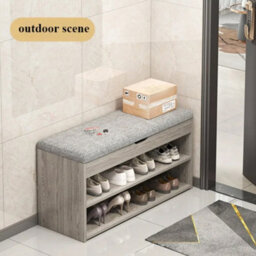 Shoe Storage Bench With Padded Cushioned Seat Wooden Cabinet Organiser For Hallway - thumbnail 3