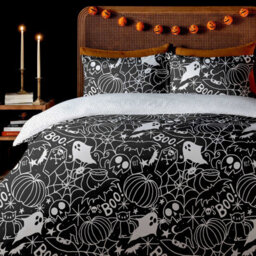 Copenhagen Home Death Doodle Duvet Cover Set Black & White (Single) - thumbnail 2