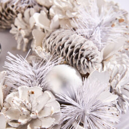 Dibor 36Cm White Frosted Xmas Festive Table Decoration Wreath Christmas Dining Centerpiece - thumbnail 4