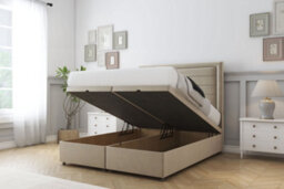 "Sloomy Ashford Almond Coniston Ottoman Bed Base With 26"" Strutted Headboard 4'6 Double" - thumbnail 2