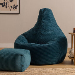 Icon Dalton Xl Jumbo Cord Recliner Bean Bag And Footstool, Teal - thumbnail 1
