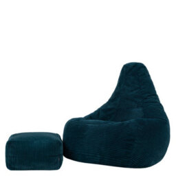 Icon Dalton Xl Jumbo Cord Recliner Bean Bag And Footstool, Teal - thumbnail 3