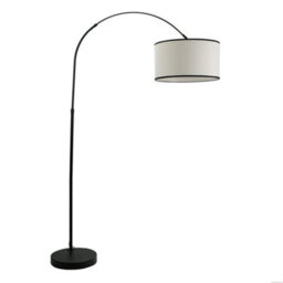 Valuelights Louis Black Metal Arched Floor Lamp With Linen Black Trim Drum Shade - thumbnail 2