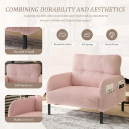 Abrihome Corduroy Fabric, Comfortable Monochrome Single Person Wide Seat Chair, Suitable For Living Rooms And Bedrooms - thumbnail 3