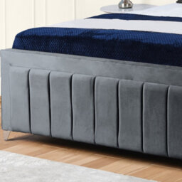 UKBEDFURNITURE Sierra Steel Plush Valvet Upholstered Bed Frame - Slatted Base With 10 Inch Orthopedic Mattress - 48 Inch Headboard - thumbnail 3