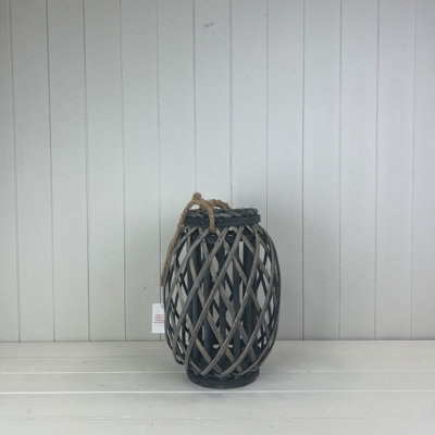 Four Candle Satchville Grey Wicker Lantern - image 1
