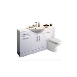 Bathroom Vanity Unit Wc Toilet Pam Cistern Cabinet Storage Furniture Set 1450mm - thumbnail 3
