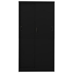 Berkfield Durable Office Cabinet With Sliding Door Black 90X40X180 Cm Steel - thumbnail 4