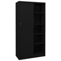 Berkfield Durable Office Cabinet With Sliding Door Black 90X40X180 Cm Steel