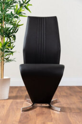 Furniturebox Novara Clear Tempered Glass 100Cm Round Dining Table With Chrome Starburst Legs & 4 Black Willow Faux Leather Chairs - thumbnail 6